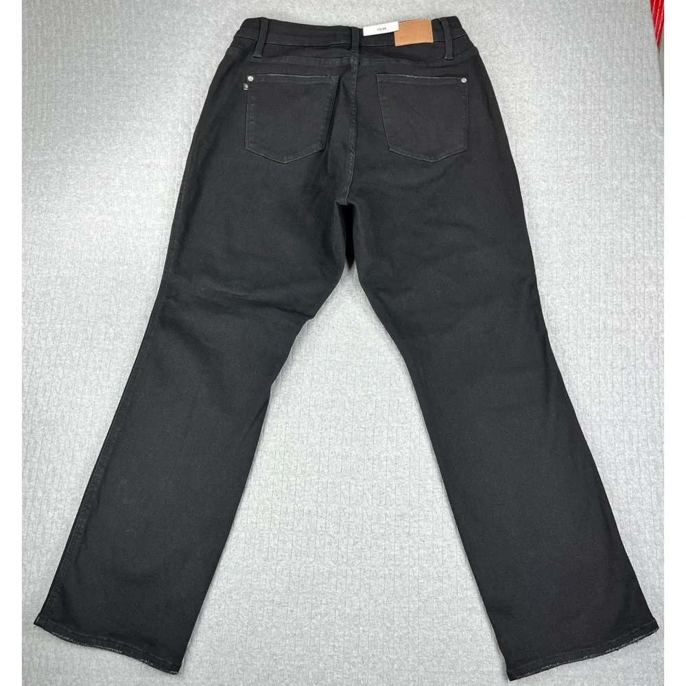New Judy Blue Jeans Women 16W Black High Waist Crossover Fly Straight Leg‎